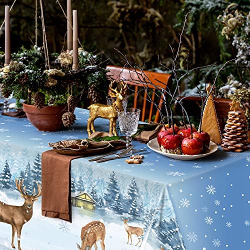 3 PCS Cervo de Natal na Tolera de Tolera de Tabelas de Woods Plástico Winter Floco de Snowflake Tabela Capa de Tampa de Inverno