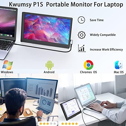 Monitor portátil kwumsy para laptop 11.6 '' HD Display 1366 * 768p Tipo-C/hdmi Plug e reproduzir o laptop Extender Work com Mac/Windows/Android/Chrome/Linx