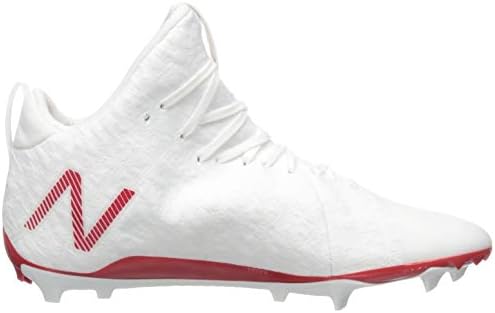New Balance Men's Burn X2 Sapato de lacrosse no meio do corte, branco/vermelho, 14 M Us