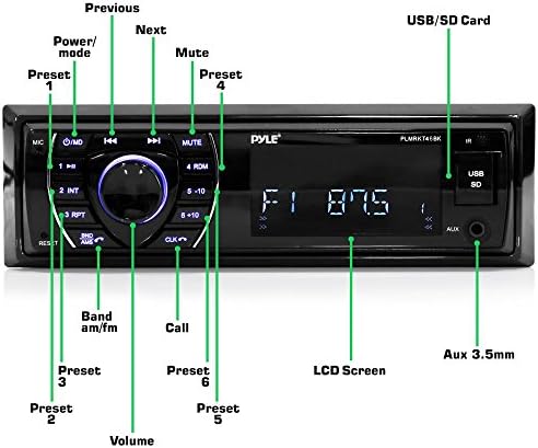Pyle Off-road Os alto-falantes off-road da Pyle com amplificador e marinho Kit de alto-falante-IN-DASH LCD Digital Bluetooth e Microfone