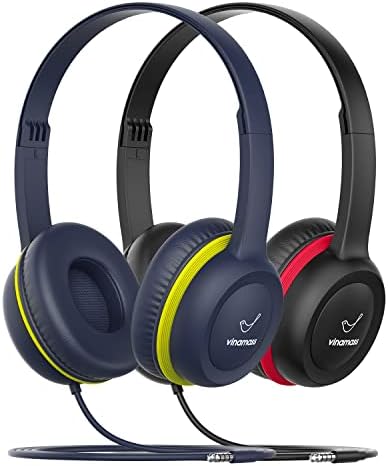 Vinamass Kids fones de ouvido, fones de ouvido para crianças, fones de ouvido com limite de volume seguro 85dB, ajustável e flexível para crianças, meninos, meninas, terno para os alunos da sala de aula dos alunos adolescentes…