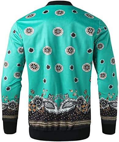 Jackets casuais de corrida masculina de impressão geométrica Zip Up Windbreaker Plus Size Golf Jacket Long Slave Casual Outwear com