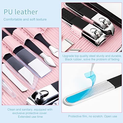 Ankang Multifunction Clipper unhas Conjunto de pedicure Cutter File Scissors Kit com estojo de viagem Ferramentas de manicure azul