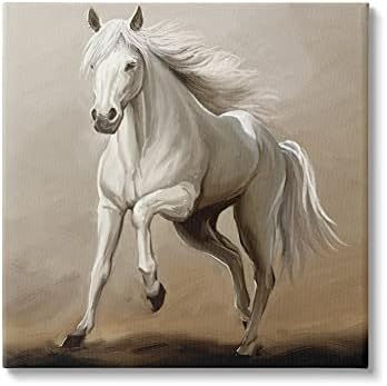 Stuell Industries Galloping Horse White Stallion Canvas Arte da parede, design de Ziwei Li