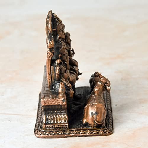 Idols de cobre Índia - por Bhimonee Decor, 2,5 polegadas, ídolo de cobre de cobre shiva parivar, 310 gramas, acabamento antigo da pátina, pacote de 1 peça