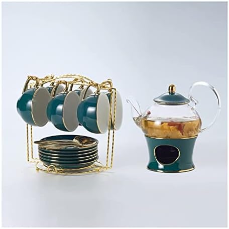 Conjunto de chá de chá de cerâmica de escritório, comcecelain chenting de chá com copo de chá com candidador de chá floral conjunto de caneca de caneca de caneca