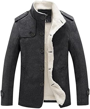 Casa de casaco de outono e inverno masculino colares de colar de cor sólida camadas com mangas compridas Button Jacket sem capuz