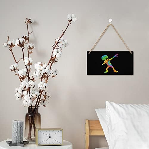 Tiedye Dabbing Alien Wood Sign de madeira personalizada Arte de parede de madeira com cordas para decoração de escritório em casa 25 * 12,5cm