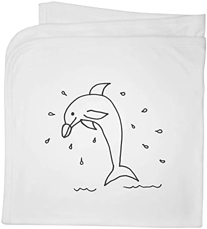 Azeeda 'Jumping Dolphin' Cotton Baby Blanket/Shawl
