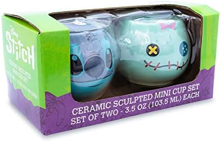 Disney Lilo & Stitch Scrump and Stitch esculpido Mini canecas de cerâmica, conjunto de 2 | Copa de café grande sem BPA