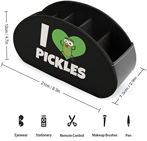 Eu amo pickles tits de controle remoto tits de moda de couro de couro organizador de desktop com 5 compartimento