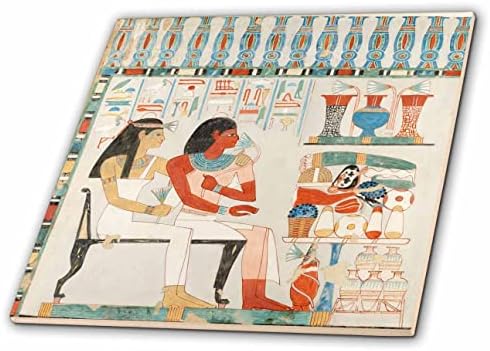 3drose antigo egípcio arte de sentar e mulher antiga decoração azul do Egito - azulejos