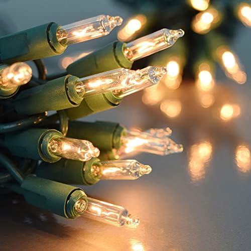 FUNPENY 50 LED 17 pés C6 Operado por bateria Luzes de Natal + 33ft 150 Contagem de Natal Mini Luzes de cordas incandescentes