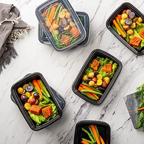 [50 conjuntos] 24 oz. Recipientes de preparação para refeições com tampas, 1 compartimento de almoço, caixas de bento, contêineres de armazenamento de alimentos