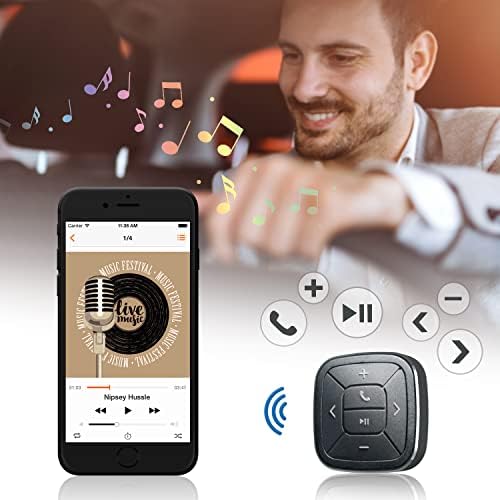 Tunai Button Bluetooth Remote Control Kit para iPhone e Android; Controlador de telefone à prova d'água IPX7 sem fio para o volante de moto de bicicleta de carro; Estéreo, áudio, siri e câmera