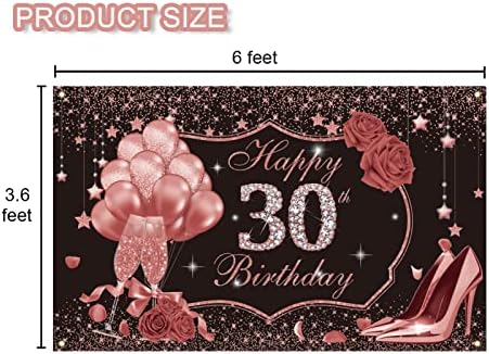 Ufococusmi Decorações de 30 anos para mulheres, Rose Gold Feliz 30º aniversário Banner de cenários, Cheers a 30