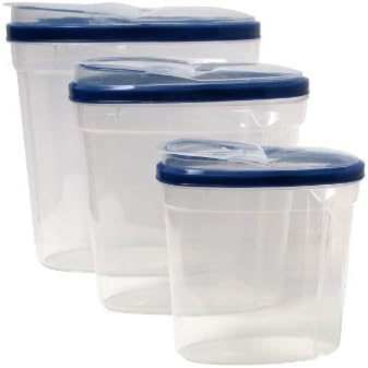 Imperial Home Plástico Plástico 3 peças Cereal Dispenser Conjunto - Recipientes de armazenamento de alimentos secos