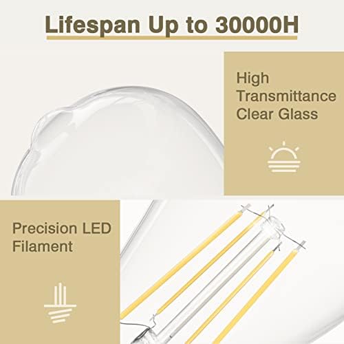 Bulbo LED de 60 watts, lâmpadas de Edison vintage de 12 pacote, lâmpadas, brancas quentes 2700k, não-minúsculas