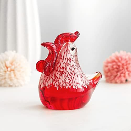 Longwin Blown Glash Glass Chicken Sculpture Art Art Art Glaios Animal Animal Home Decoration Ornament