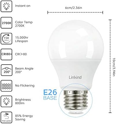 Pacote de Linkind: 3 itens ST19 LED vintage Bulbos diminuídos e bulbos não minimizáveis ​​de 60w A19 e lâmpadas diminuídas de