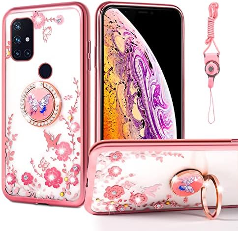 Nancheng para onePlus Nord N10 5G Case Glitter Crystal Butterfly Heart Floral Slim TPU Luxury Bling Cober