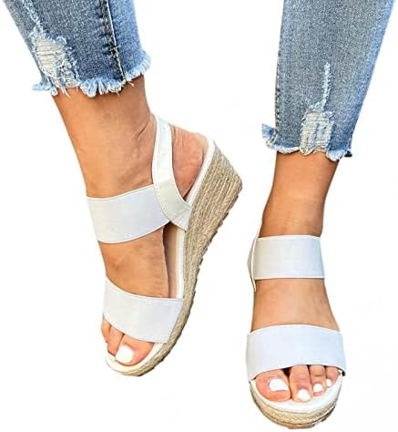 Sandálias de cunha para mulheres, calcanhar de bloco Sparkle diamante sexy sexy de dedão tornozelo plataforma de tira