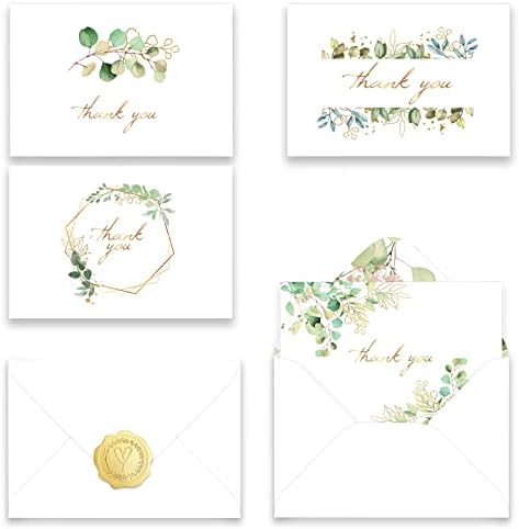 Agradecemos cartões com envelopes e adesivos, projeto de folha de ouro da vegetação de 6x4 polegadas de 6x4 polegadas.