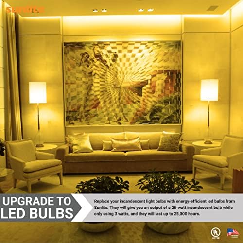 Sunlite 80144 LED A19 lâmpada colorida, 3 watts, Base média E26, não minúsculo, UL listado, decoração de festas, iluminação