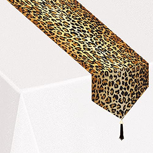 BEISTLE LEOPARD PAPEL TABLE RUNNER COM TASSLE, 11 X 72, multicolorido