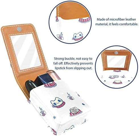 Caixa de batom Oryuekan com espelho bolsa de maquiagem portátil fofa bolsa cosmética, desenho animado adorável lenço de