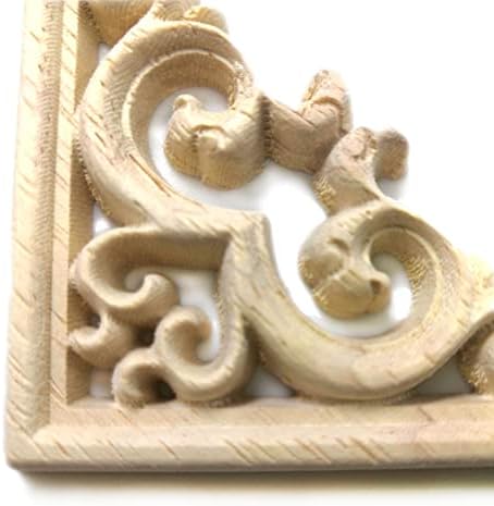 Apliques e onlays esculpidos em madeira, apliques de madeira decorativa não pintados de bricolage para decoração de móveis,