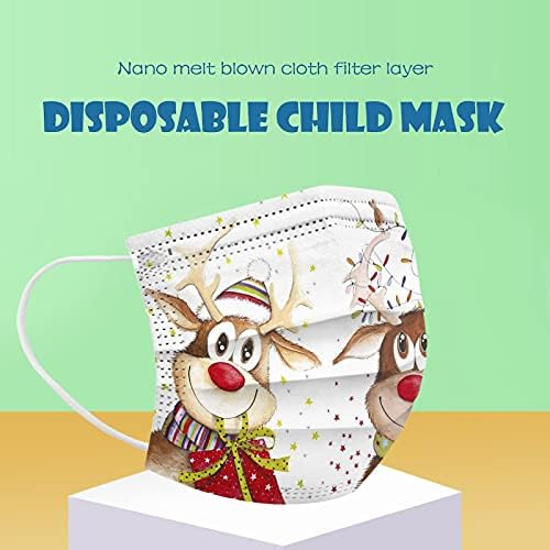 Lojito 50pc Child Christmas Face_Mask Facemas de máscara - Padrão fofo do Papai Noel Papato Impresso Màsk