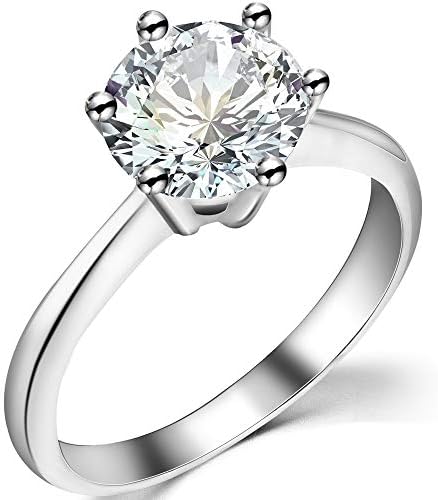 Jude Jewellers Aço inoxidável 1 a 4 quilates Cubic Zircon simulado diamante solitário anel de noivado de casamento