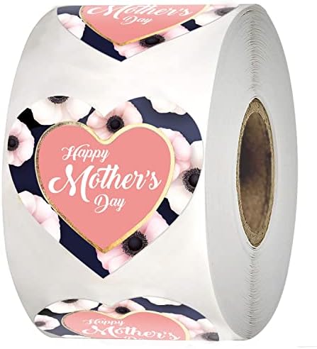 Easykart 500 Feliz Dia das Mães Adesivos com flores em forma de coração com falhas douradas, festas do dia das mães
