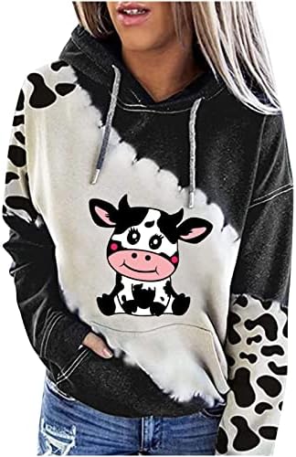 Sweatshirt para feminino para mulheres outono 2022 Moletom de vaca feminina de vaca feminina Camisetas casuais com capuz