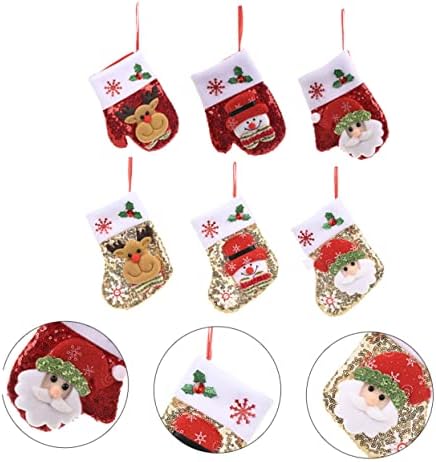 Nolitoy 6pcs Luvas de lantejoulas de meias Faca e manga do garfo Santa Decor para Mesa de Santa Socks Handmade de Natal Decoração de Árvore de Natal da Árvore de Natal