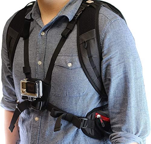 Backpack da câmera de ação Navitech e estojo de armazenamento azul com pulseira de tórax integrada - compatível com Akaso Brave 7 4K Action Camera