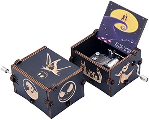 Caixa de música ddjbdb caixa de manivela de madeira de madeira, melodia-isso é o Halloween, o padrão de impressão-eles são simplesmente