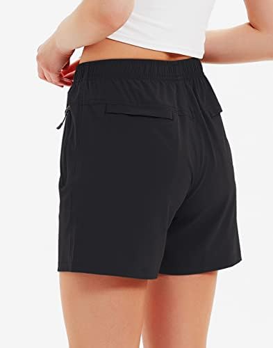 Nomolen Women's 5 Caminhões de caminhada shorts rápidos seco seco atlético shorts ao ar livre para treino com bolsos de