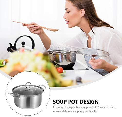 Rakute 2pcs Aço inoxidável Molho de aço Pot Pan Stockpot Salão Salão de cozinha Pan de leite com tampa de vidro wok