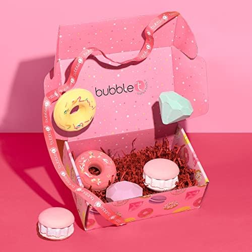 Bubble T Cosmetics Misture Bubble Bath Bomb Bombat Gift Greet, coleção de 6 peças com aromas doces de melancia, morango e