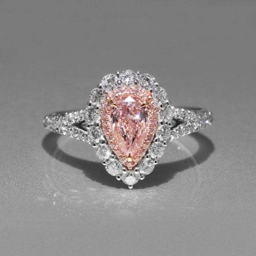 Dazzling Pink CZ 18K Gold cheio de noivado de noivado de casamento Promise Ring Sz 5-10