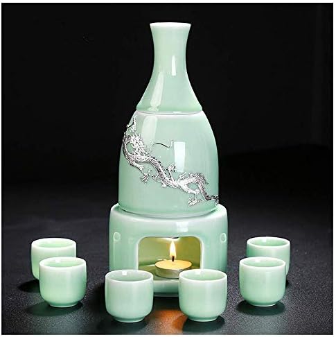 Miruike Celadon Sake Set com embalagens de caixa de presente mais quentes 9 PCs