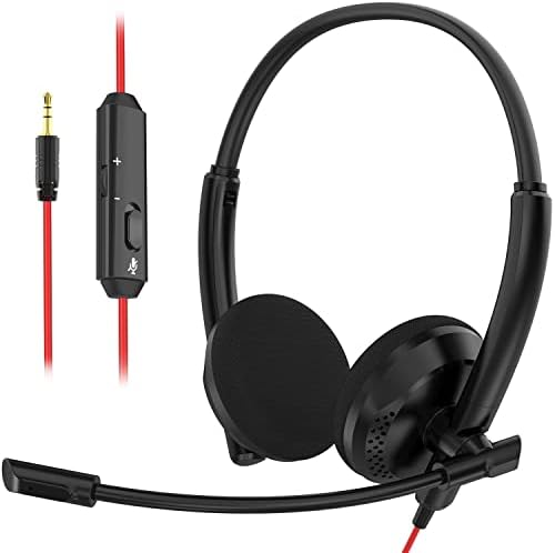 Nubwo HW03 Ruído cancelando o fone de ouvido com fio com microfone para PC, laptop, escritório, negócios, call center, ouvido
