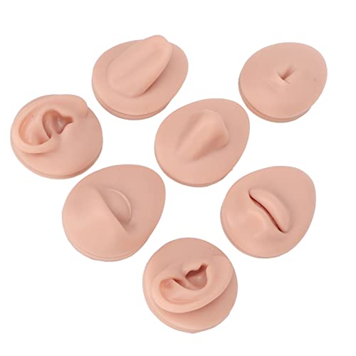 Peças do corpo de silicone para prática de piercing, 7 peças Ear olho na orelha na língua e na barriga Treinamento de botões Modelos de exibição, caramelo