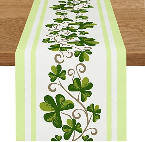 St Patricks Day Shamrock Table Runner 90 polegadas de comprimento Decoração de mesa de jantar verde para festa de casamento de