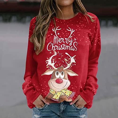 Ayaso Womens Oversized Christmas Pullovers de suéteres colados de elasticidade capuzes atléticos camisetas leves túnicas