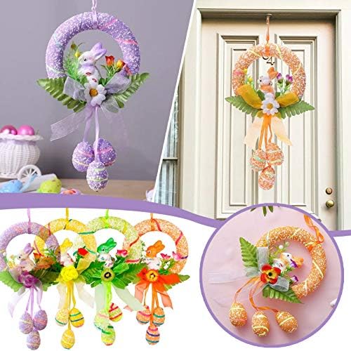 Grinaldas para decoração decoração Happy Hanging -Egg para Páscoa Cute Ornament Rabbit Decoração de Páscoa e Hanges Decorações de verão ao ar livre