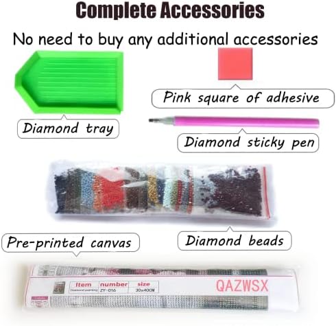 QAZWSX ELK Diamond Art, kit de pintura de diamante de veado 5D DIY para alces adultos em kits de arte de diamante de inverno