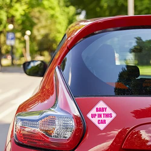 2pcs bebe -se neste adesivo de carro para carros, adesivo rosa à prova d'água, adesivo de aviso de segurança para bebês para carros
